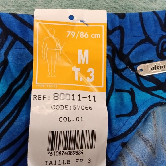 NWT, VINTAGE "VALCLUB" 2" SWIM BRIEF, Size "M" (32'-34"), BLACK/BLUE PATTERN - Picture 3 of 9